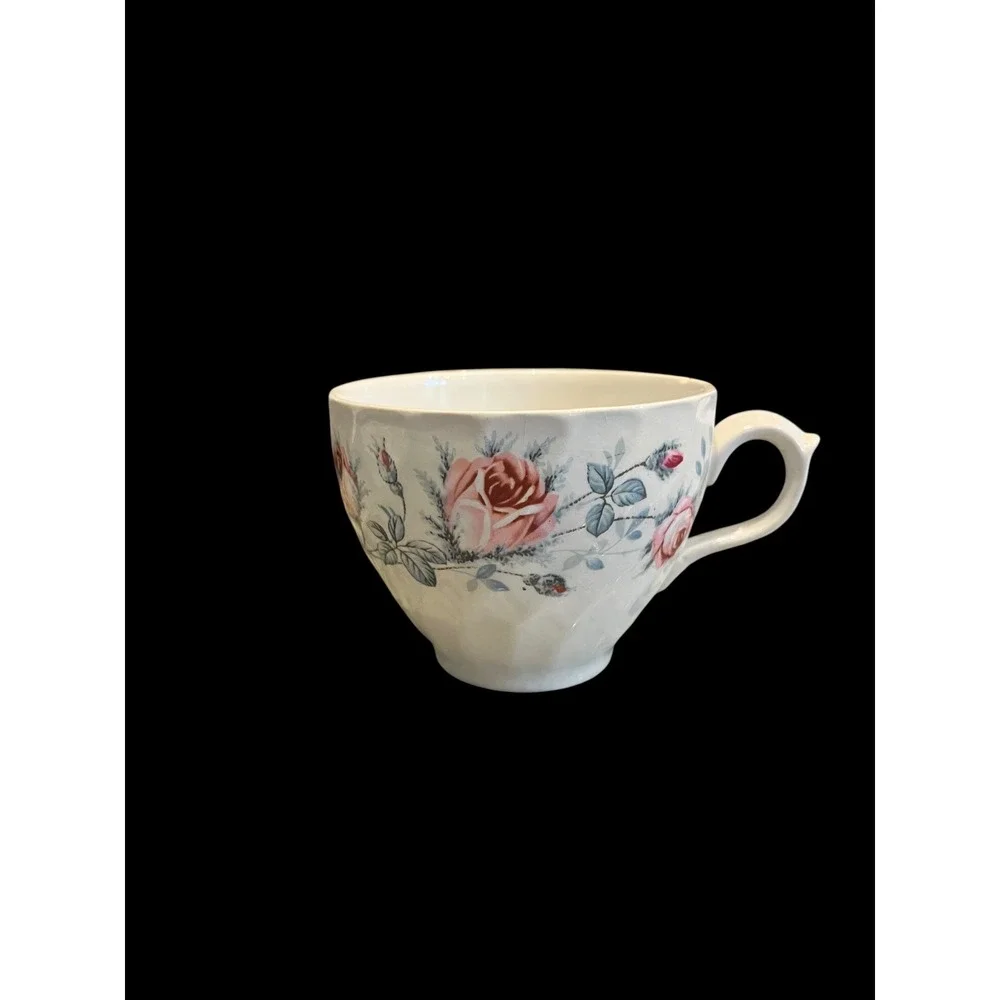 Burleigh Ware Pink Rose Ironstone Teacup and Saucer Burgess & Leigh England